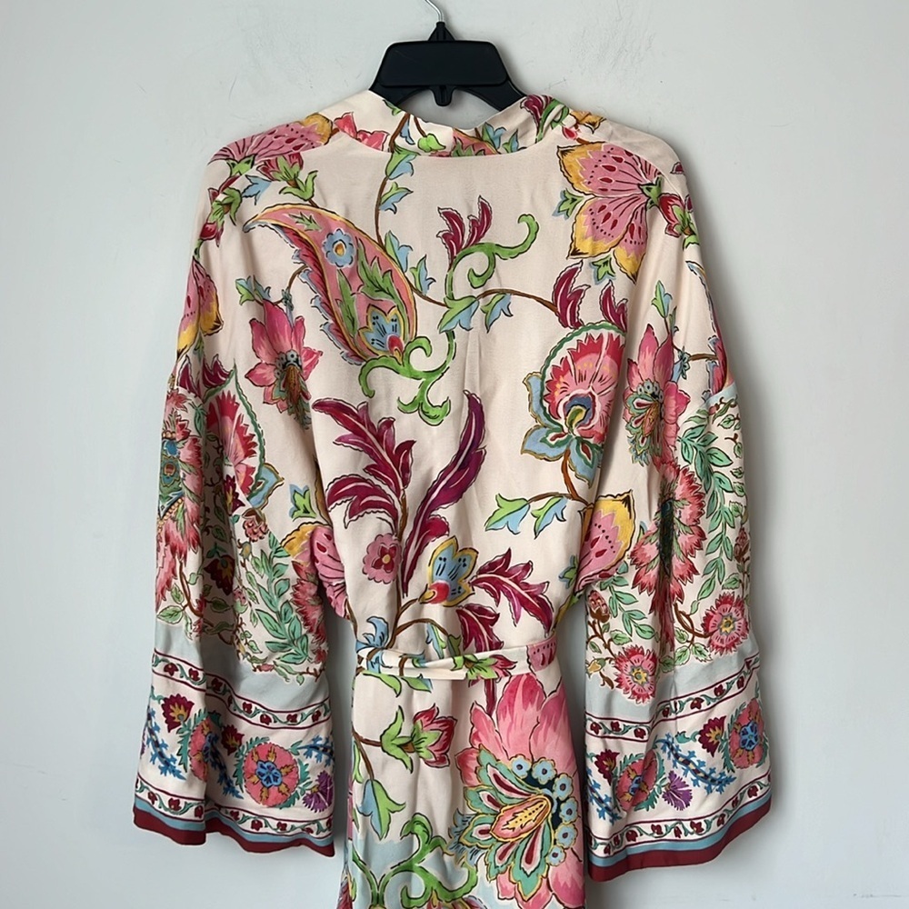 Zara floral white red kimono blogger‎ robe duster jacket size S New with Tags 🟢 - Picture 11 of 12